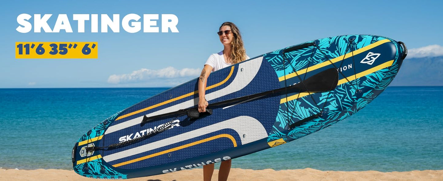 Leafy Expedition Blue 350x89x15 cm (11'6'') yoga SUP board