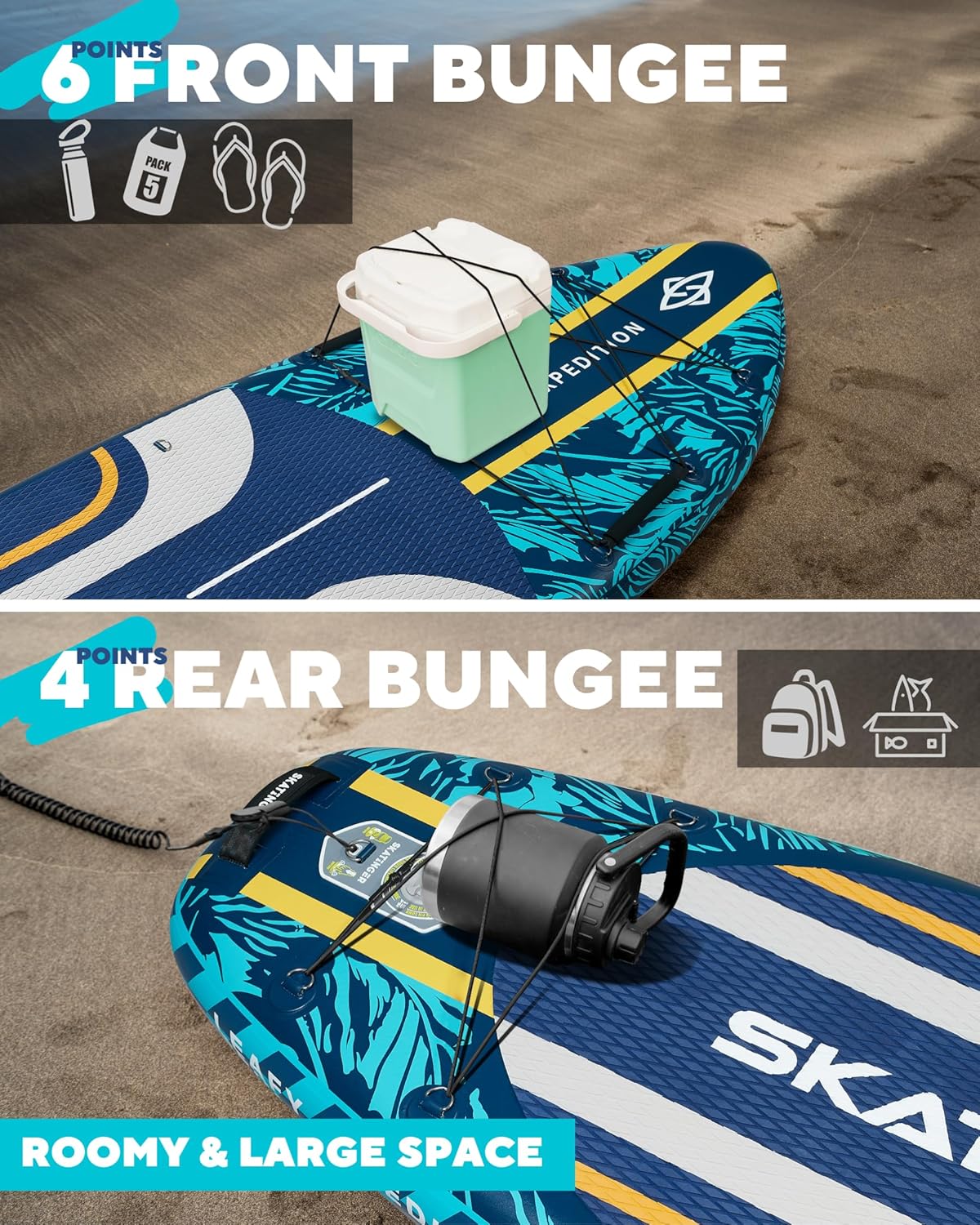 Leafy Expedition Blue 350x89x15 cm (11'6'') yoga SUP board