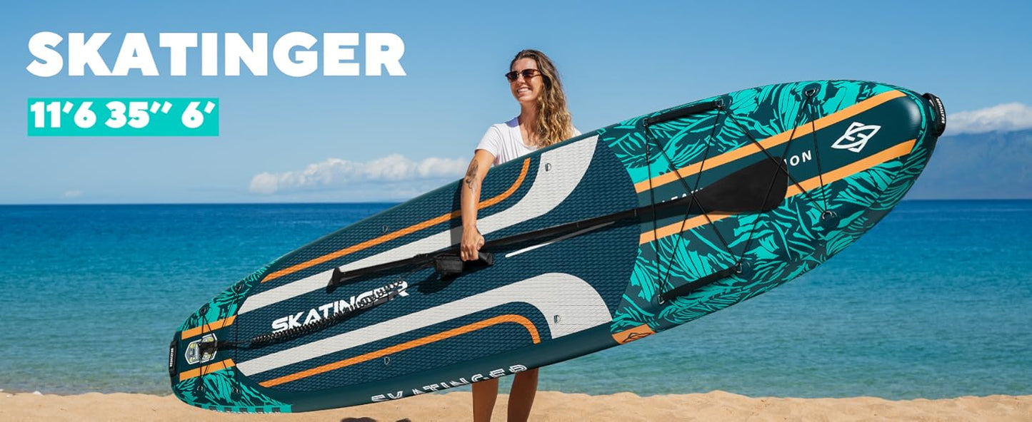 Leafy Expedition Green 350x89x15 cm (11'6'') yoga SUP board