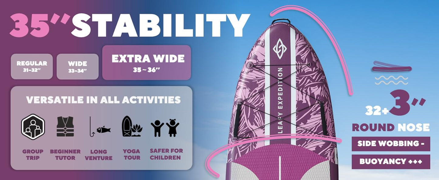 Leafy Expedition Pink 350x89x15 cm (11'6'') yoga SUP board