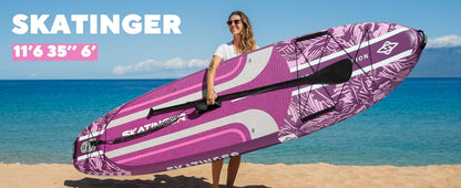 Leafy Expedition Pink 350x89x15 cm (11'6'') yoga SUP board