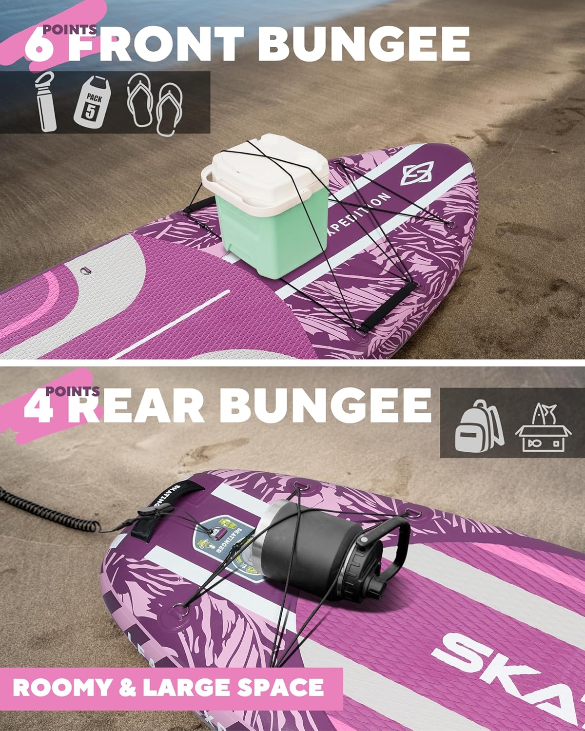 Leafy Expedition Pink 350x89x15 cm (11'6'') yoga SUP board
